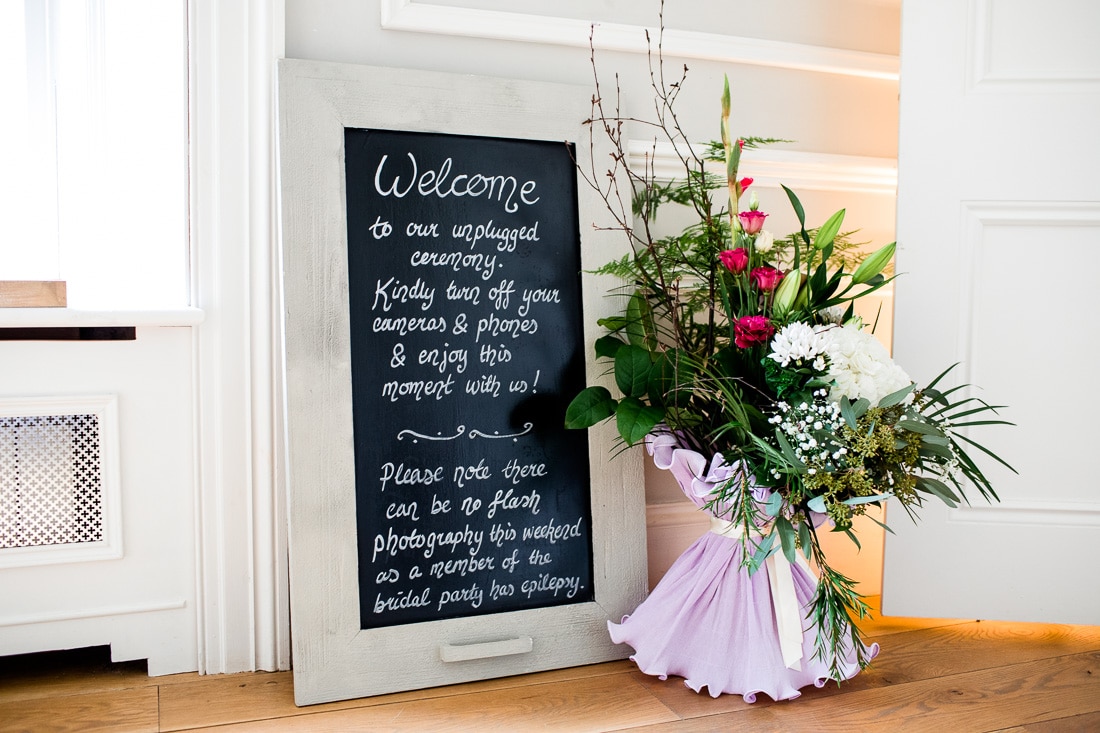 unplugged wedding sign