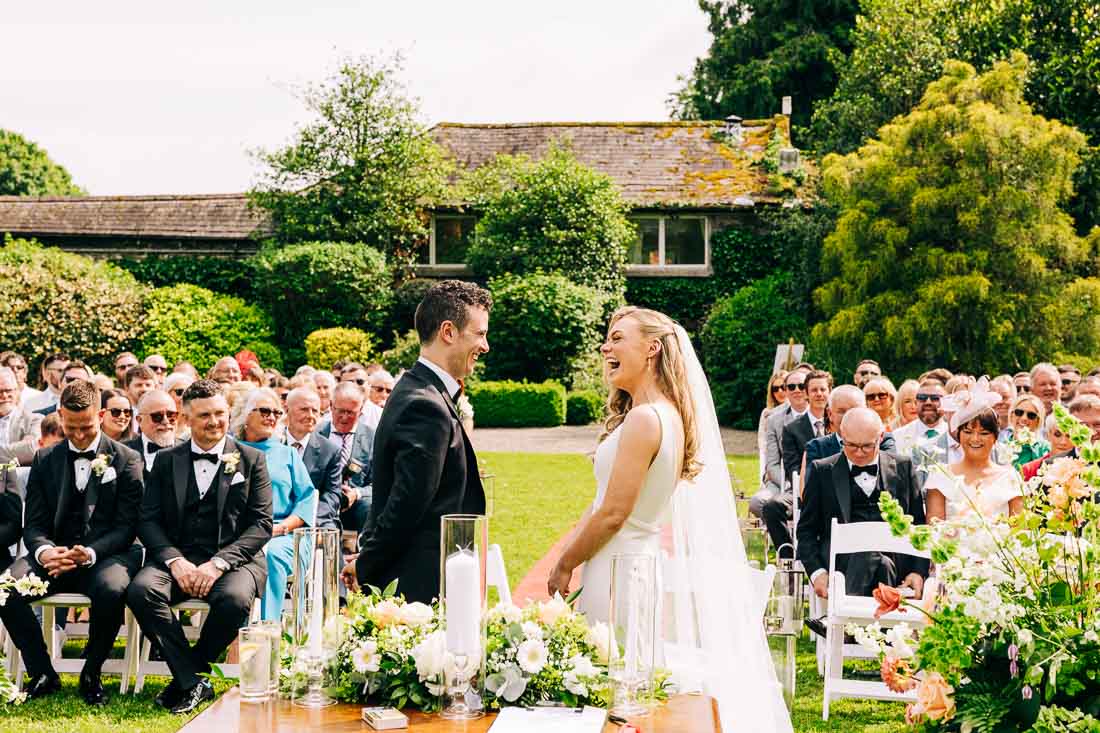 Wedding ceremony in the gardens at Rathsallagh House