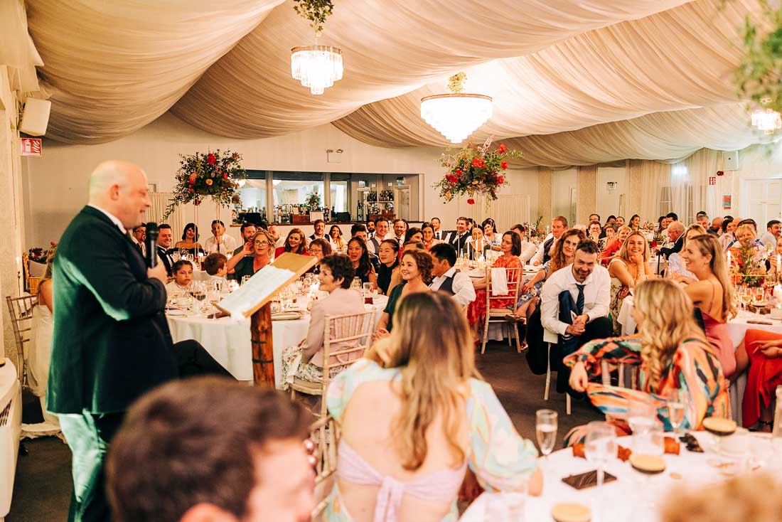 Wedding guests enjoying dinner at Rathsallagh House