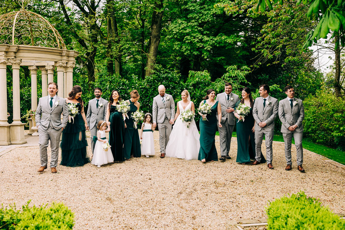 wedding party photo in Emma's butterfly garden at the killashee hotel