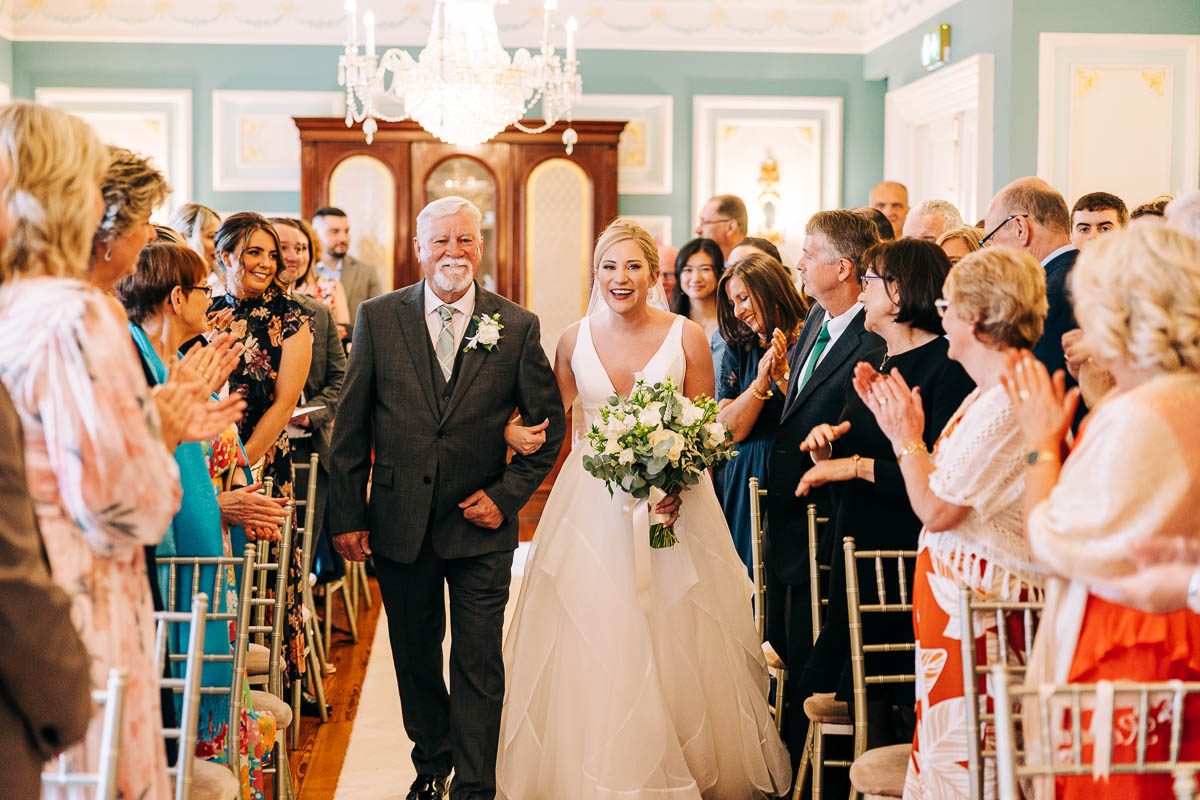 Father walks his daughter down the aisle at the Belling Suite, In the killishee hotel