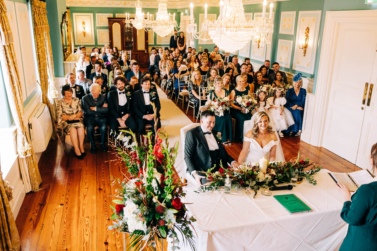 a wedding ceremony in the belling suite at the Killashee hotel