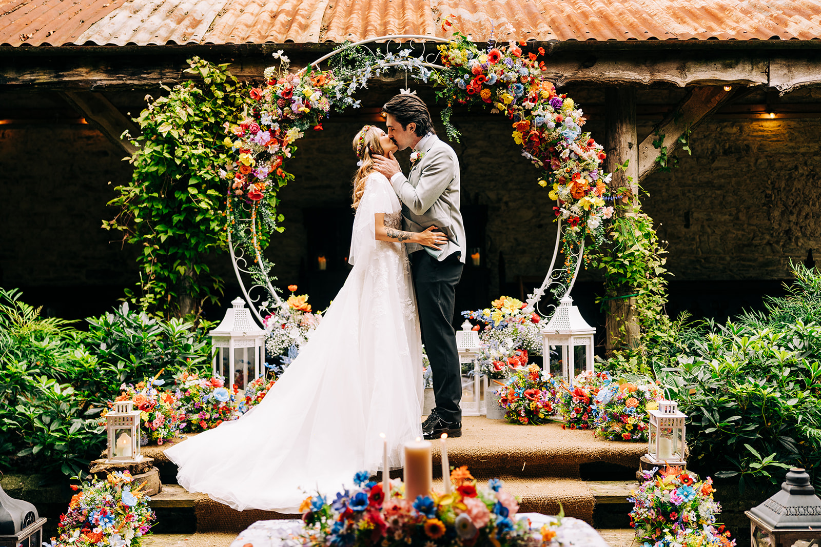 Magdalena & Ronan | Martinstown House bride and groom have their first kiss at Martinstown house